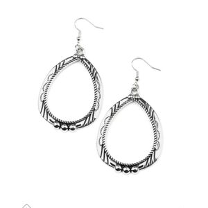 Silver Teardrop Earrings Terra TopographyFashion Jewelry Paparazzi